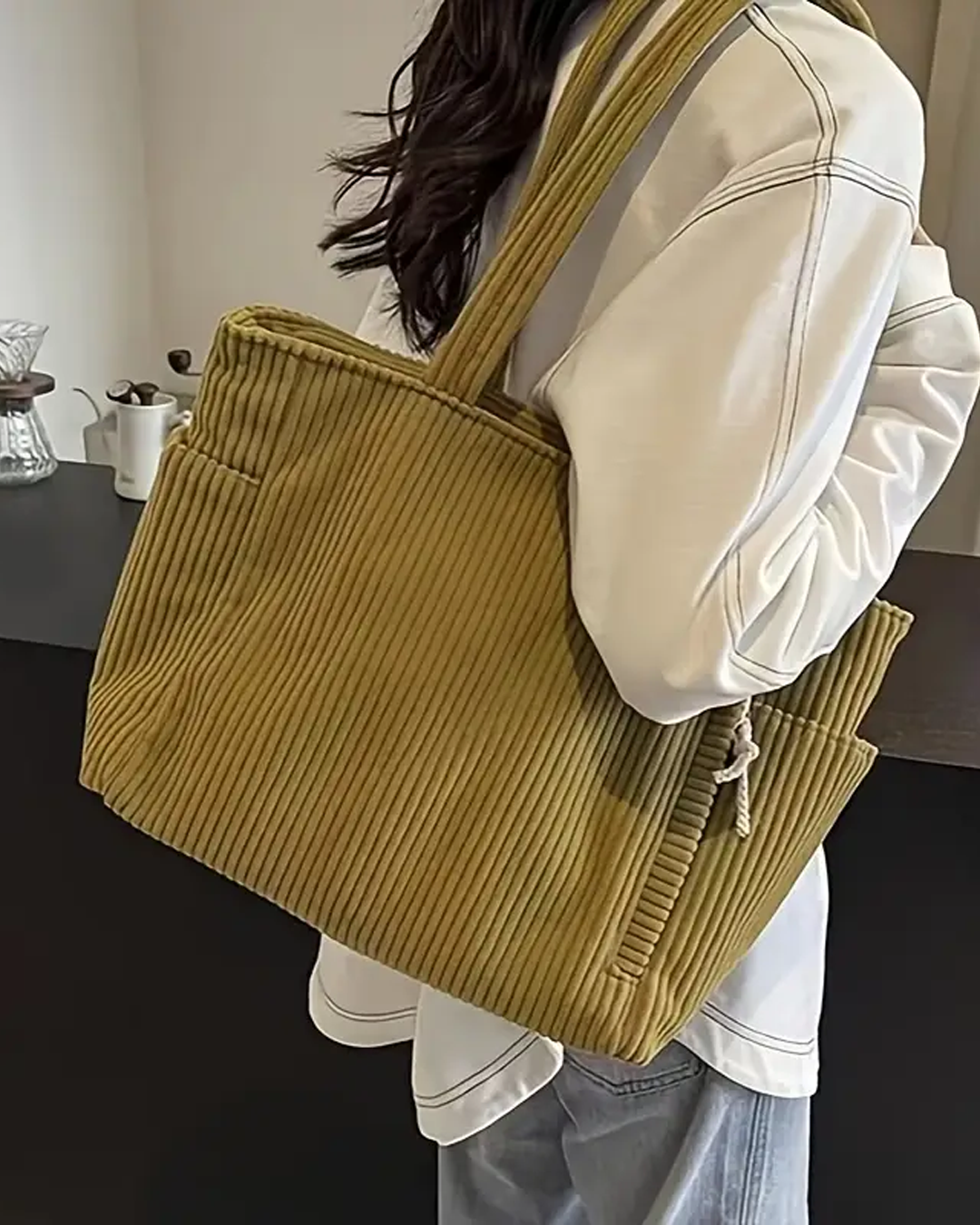 Noelle | Geribbelde Draagtas met Koorddetail
