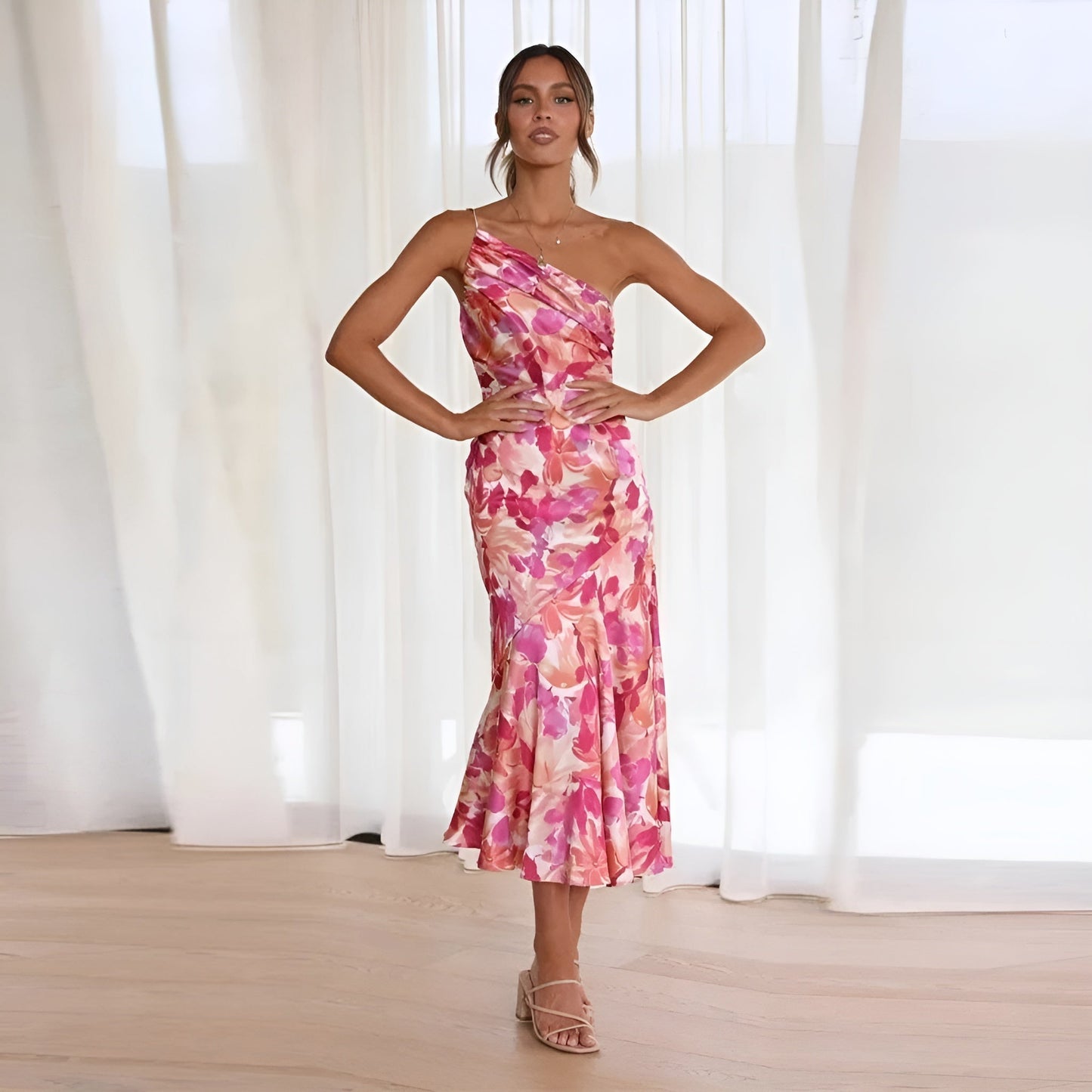 ByMoire. Elegante Maxi-jurk met Bloemenprint