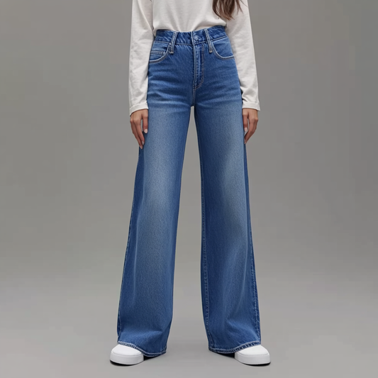 ByMoire. Blauwe Damesbroek Wide Leg