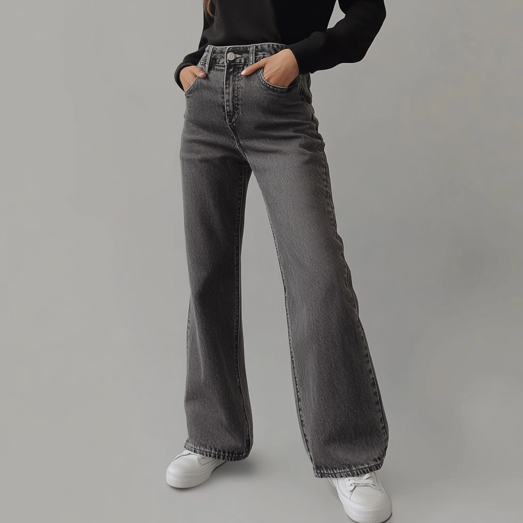ByMoire. Grijze Damesbroek Wide Leg