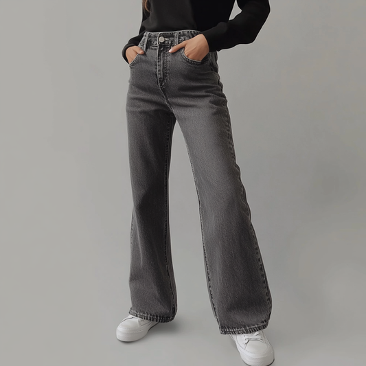 ByMoire. Grijze Damesbroek Wide Leg