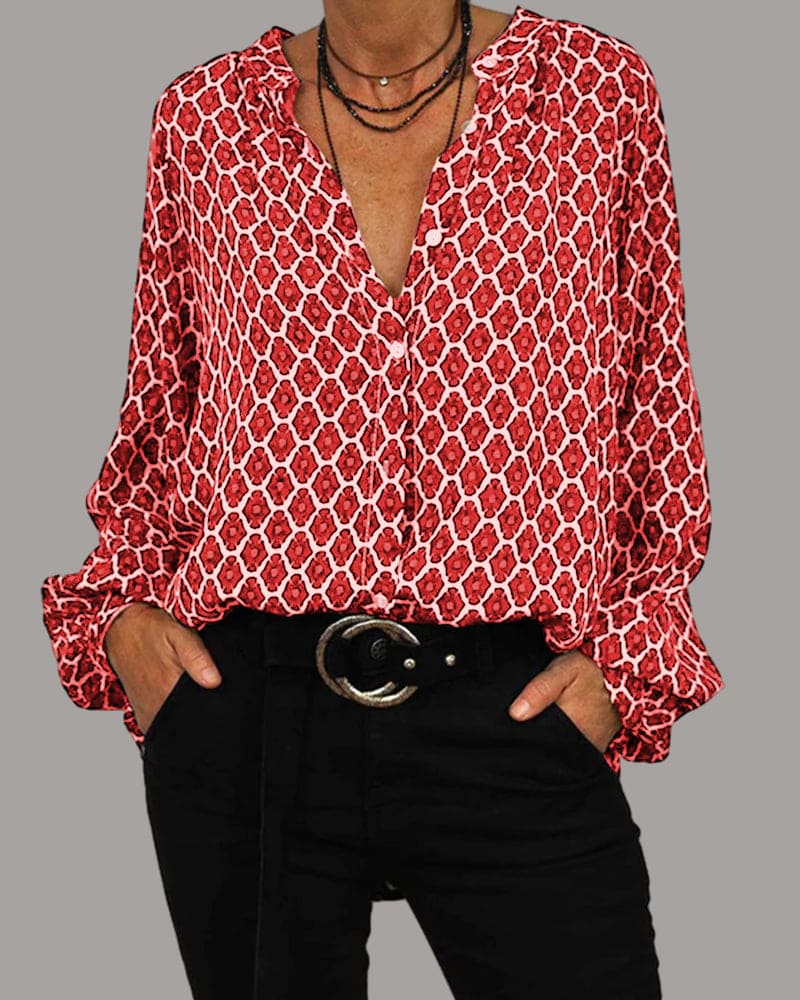 ByMoire. Relaxed V-Hals Midi-Shirt