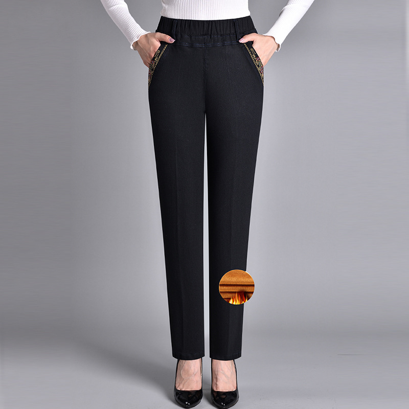 Bymoire | Damesjeans met zijzakken en elastische taille