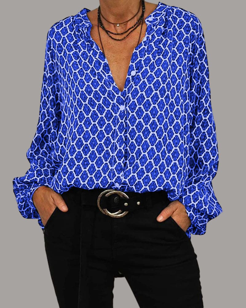 ByMoire. Relaxed V-Hals Midi-Shirt